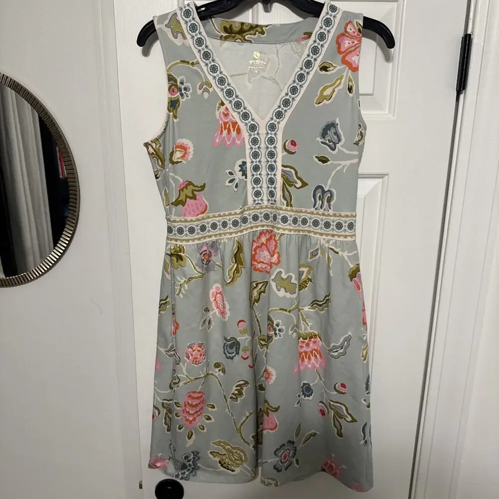 Spartina 449 Jane Jacobean Blue Lexie Jersey Dress Size Small MSRP $188 Stretch